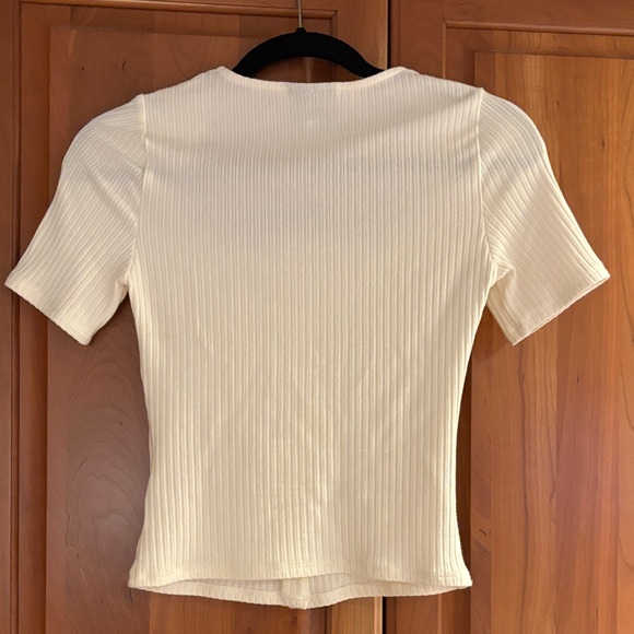 Cream Ribbed Button-Up Top - Picture 5 of 5